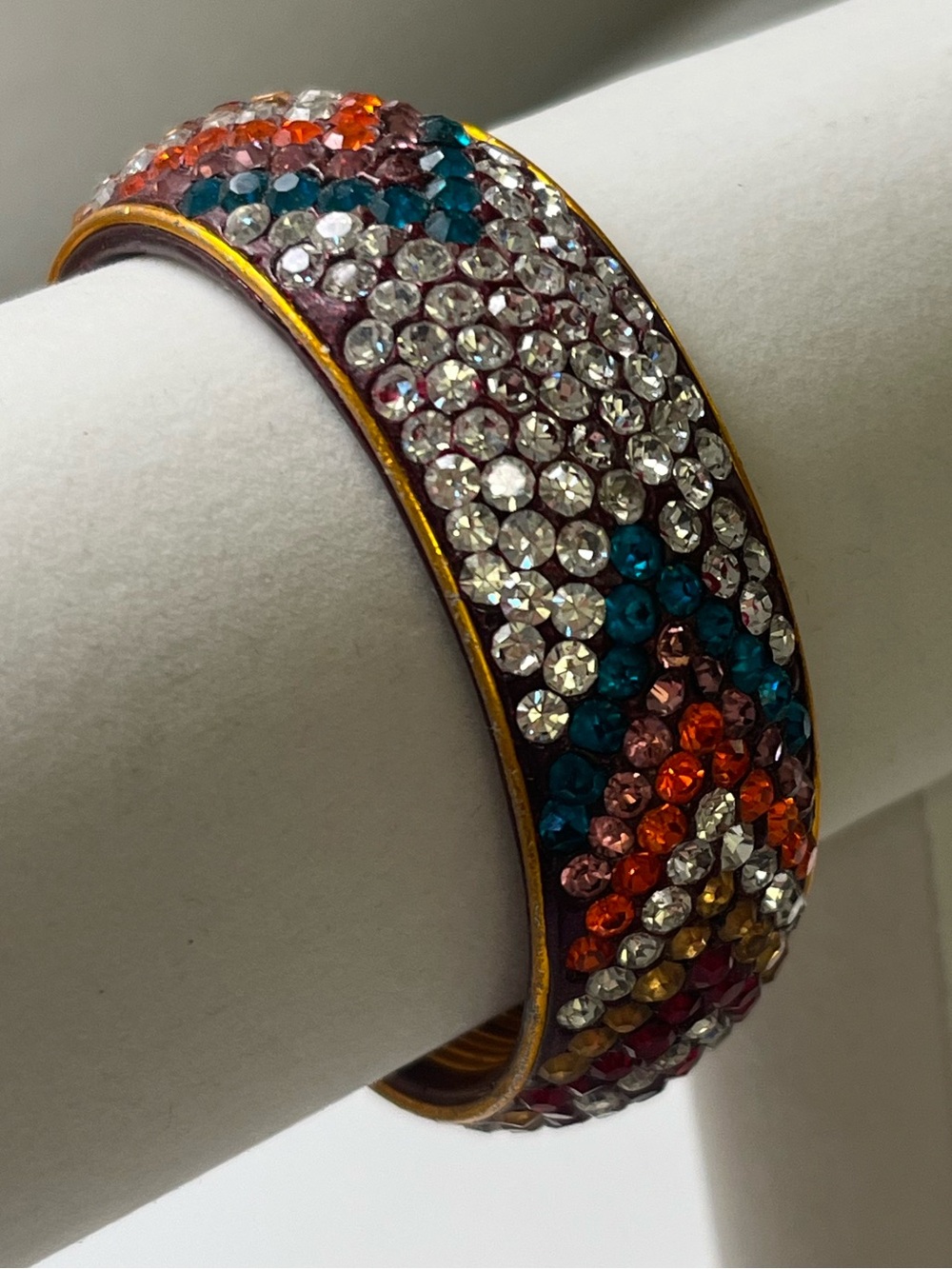 Multi Color Rhinestone Bangle Size 2.2 - Picture 3 of 5
